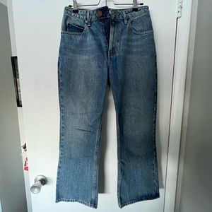 ASOS Design Recycled Edgerton rigid cropped flare jeans in stone wash blue